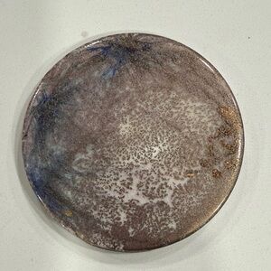 Abstract Ceramic Art Coaster - Bronze and Purple